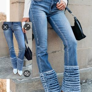 Cello Light Blue Frayed Flare Jeans